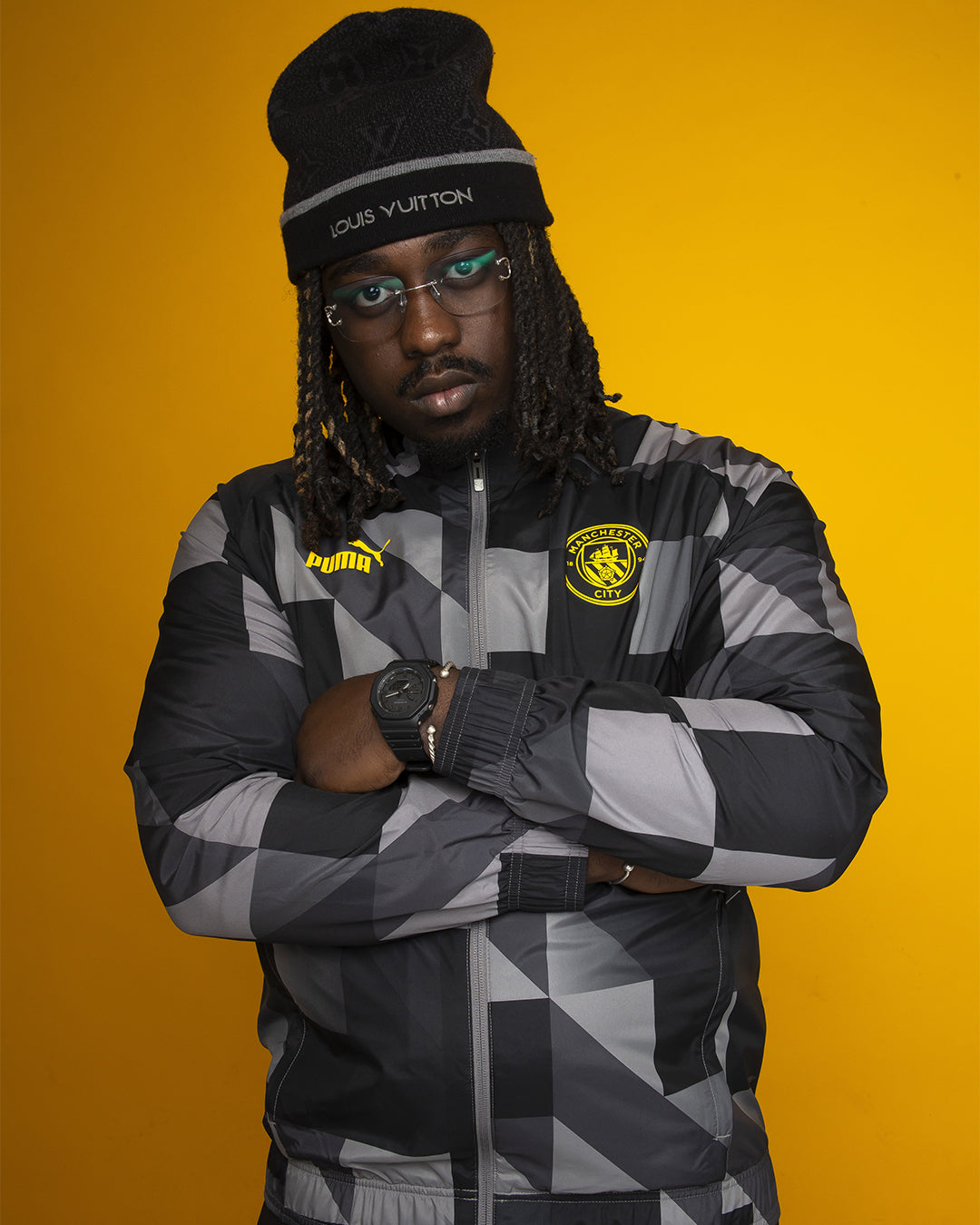 Veste de survêtement Manchester City - Noir/Gris/Jaune